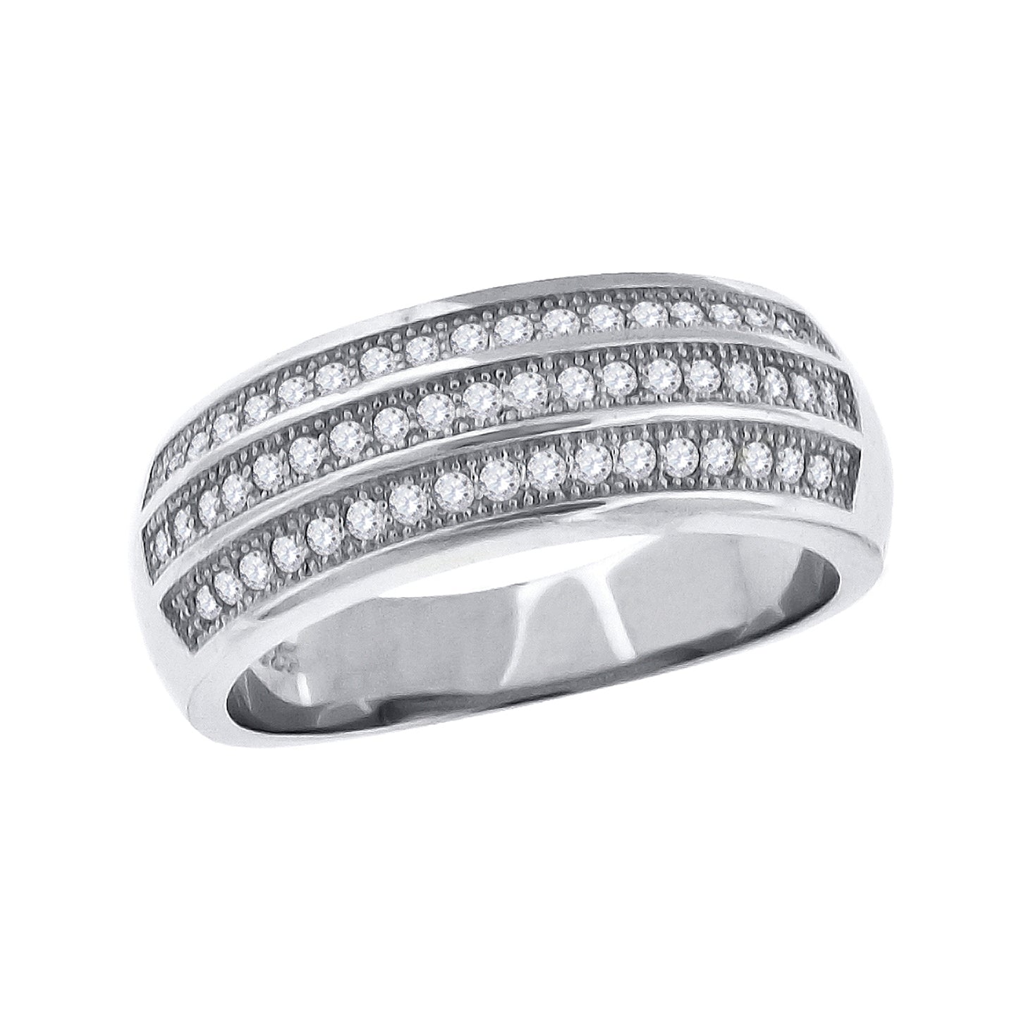 Sterling Silver Womens Cubic Zirconia Cubic Zirconia 3 Row Bridal Anniversary Engagement Wedding Band Ring