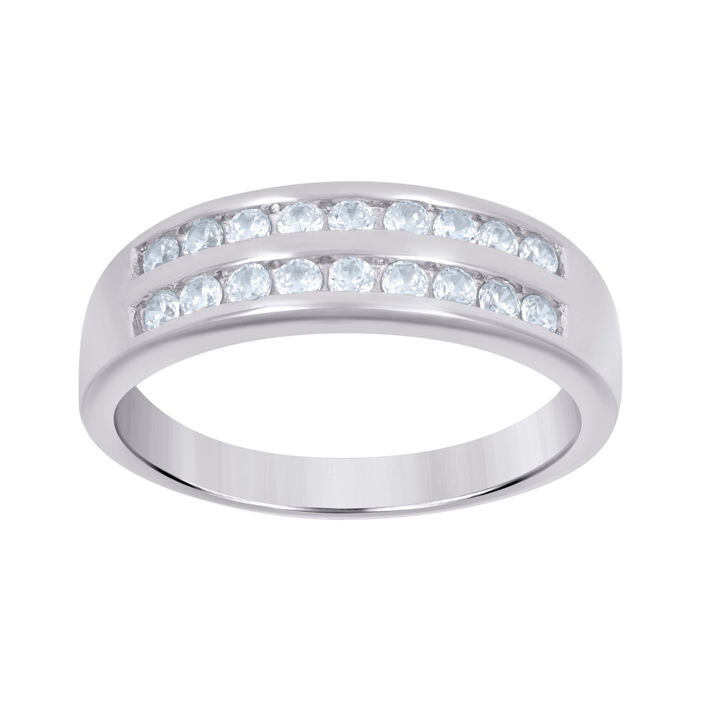 Sterling Silver Womens Cubic Zirconia Sizes 6 To 11 Two-Rows Bridal Wedding Engagement Anniversary Band Ring