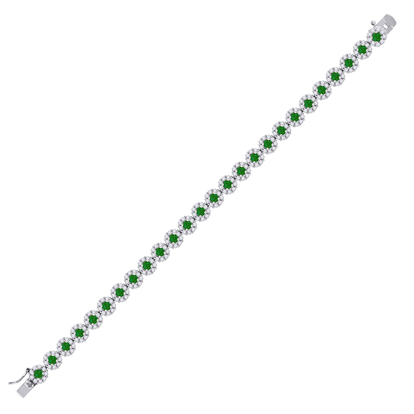 Sterling Silver Womens Cubic Zirconia Fancy Tennis Flower Bracelet Size 8 Inches
