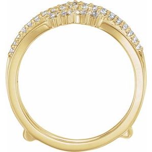 14K Yellow Gold Round Polished 1/2 Ctw Natural Diamond Double Row Ring Guard Size 7