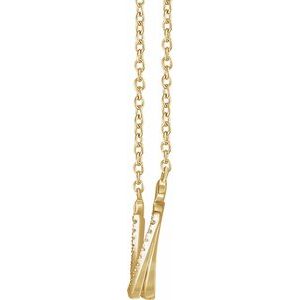 14K Yellow Gold Round .95Mm H+ I1 1/4 Ctw Natural Diamond Twisted Bar Necklace, Length: 18 In