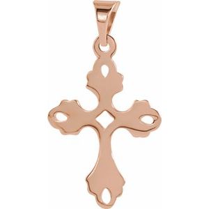 14K Rose Gold 24.5 X 17 Mm Polished Cross Pendant