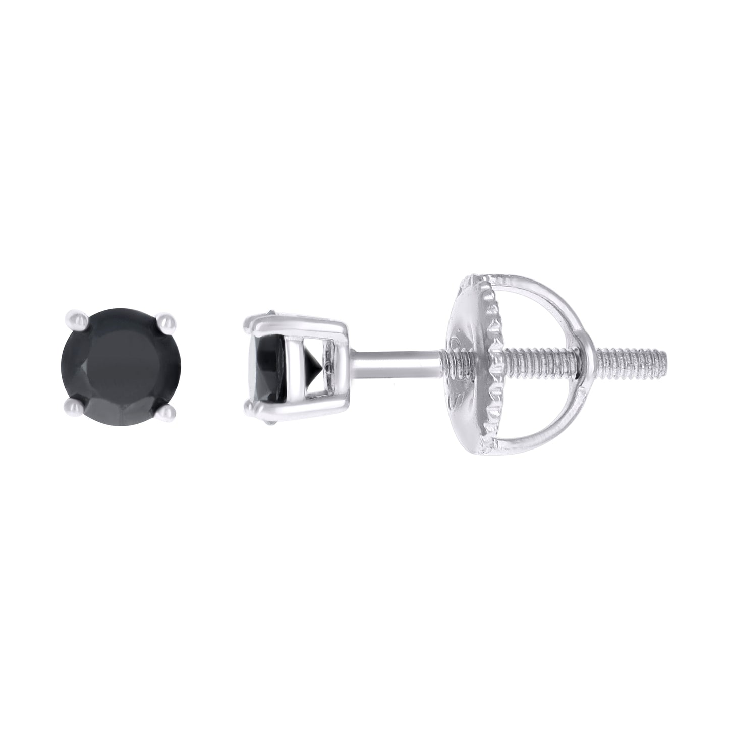 Sterling Silver Womens Black Cubic Zirconia Round Classic Studs Earrings