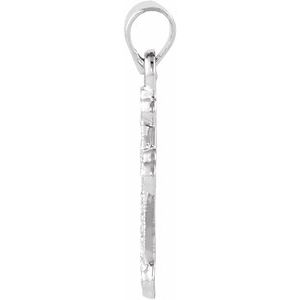 14K White Gold 16 X 11.5 Mm Polished .01 Ct Natural Diamond Cross Pendant