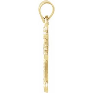 14K Yellow Gold 16 X 11.5 Mm Polished .01 Ct Natural Diamond Cross Pendant