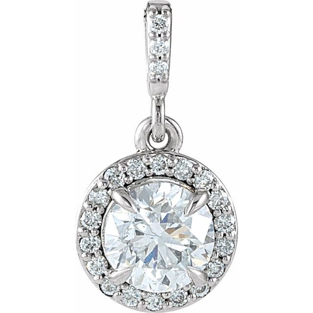 14K White Gold Round Si1-Si2, Gh Polished Lab-Grown Diamond Halo-Style Pendant