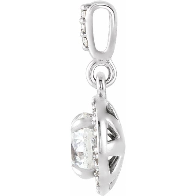 14K White Gold Round Si1-Si2, Gh Polished Lab-Grown Diamond Halo-Style Pendant