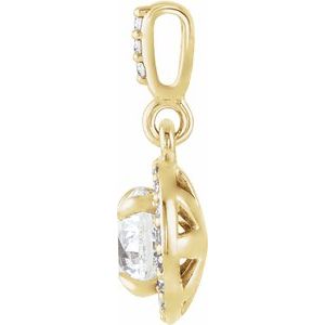 14K Yellow Gold Round 6Mm Gh Si1-Si2 9/10 Ctw Lab-Grown Diamond Halo-Style Pendant