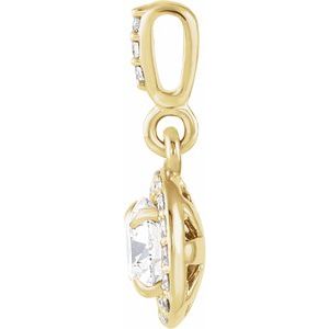 14K Yellow Gold Round 4.5Mm Gh Si1-Si2 3/8 Ctw Lab-Grown Diamond Halo-Style Pendant