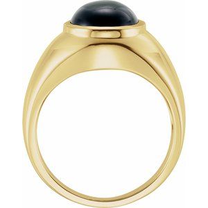 14K Yellow Gold Oval 12 X 10 Mm Natural Onyx Ring Size 11