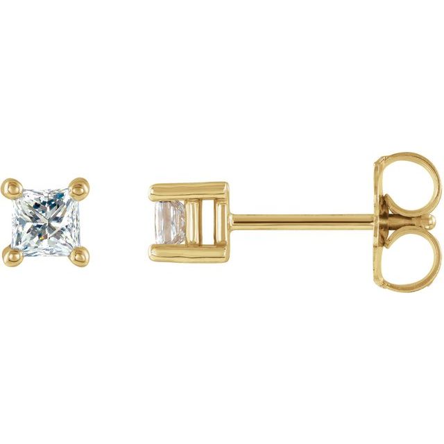 14K Yellow Gold Square Pair 2 X 2Mm I1, G-H Friction 4-Prong Polished Square Natural Diamond Earrings