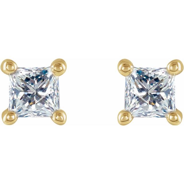 14K Yellow Gold Square Pair 2 X 2Mm I1, G-H Friction 4-Prong Polished Square Natural Diamond Earrings