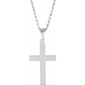 14K White Gold 21.5 X 12 Mm 18 In Polished Cross Necklace