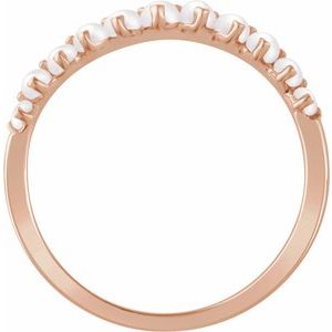 14K Rose Gold Pearl 2.5 Mm Cultured White Freshwater Pearl Ring Size 7