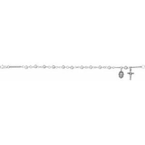 Sterling Silver 13.3 X 9.2 Mm 7 1/2 In Polished Silver Ball Rosary Bracelet