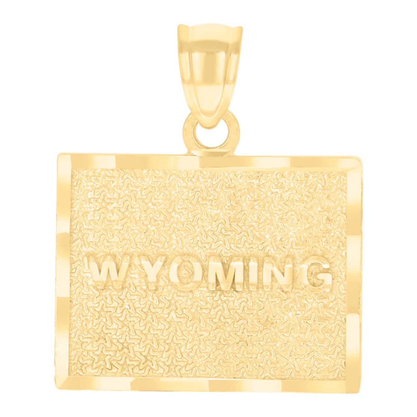 10K Yellow Gold Textured State Map Charm Pendant