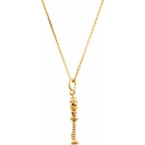 14K Yellow Gold 27.4 X 8.3 Mm 18 In Polished Vintage-Inspired Key Necklace