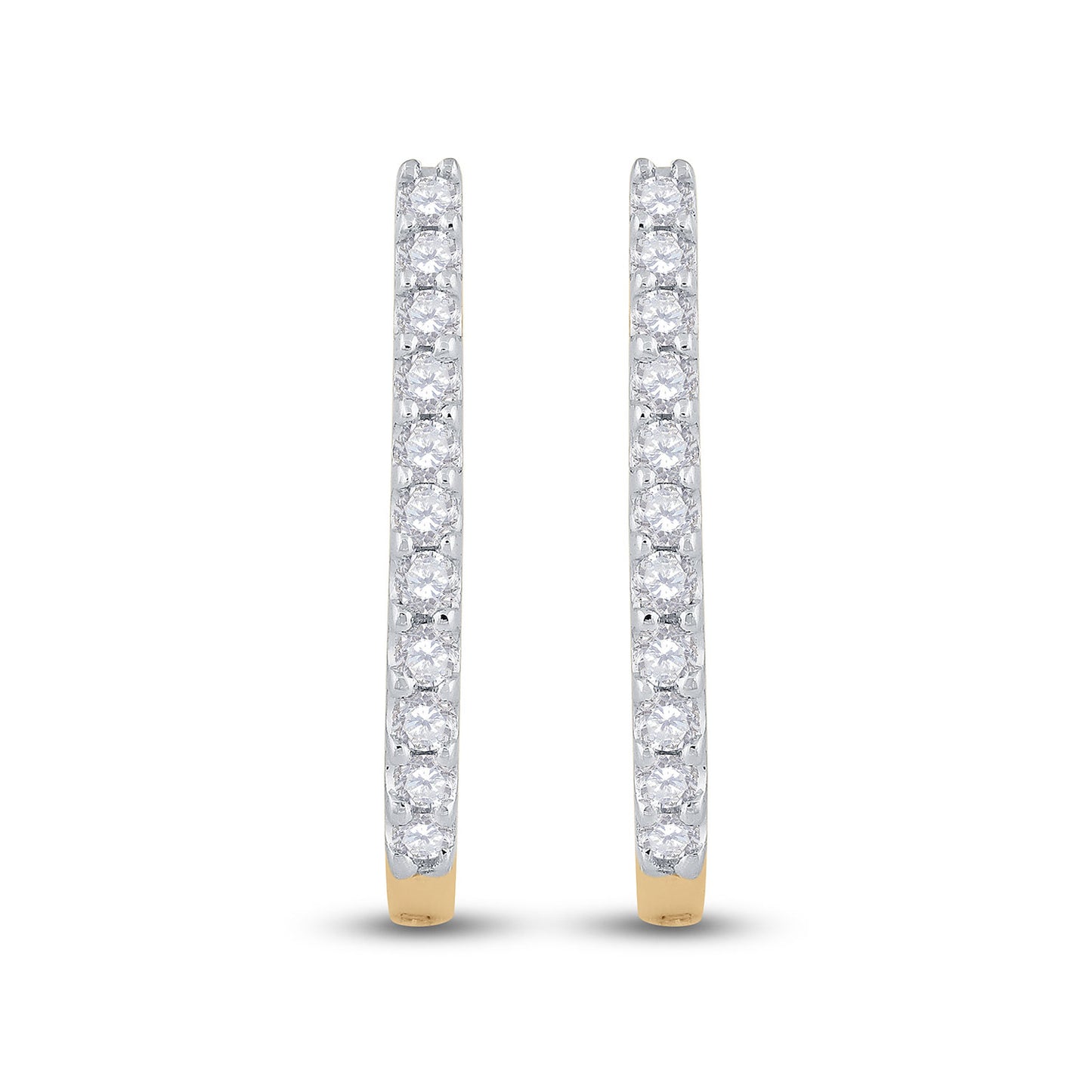 14K White Or Yellow Gold Womens Round Diamond Hoop Earrings