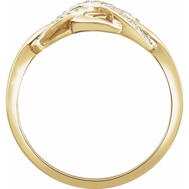 14K Yellow Gold Round .8 Mm Polished 1/10 Ctw Natural Diamond Infinity-Inspired Ring, Size 7