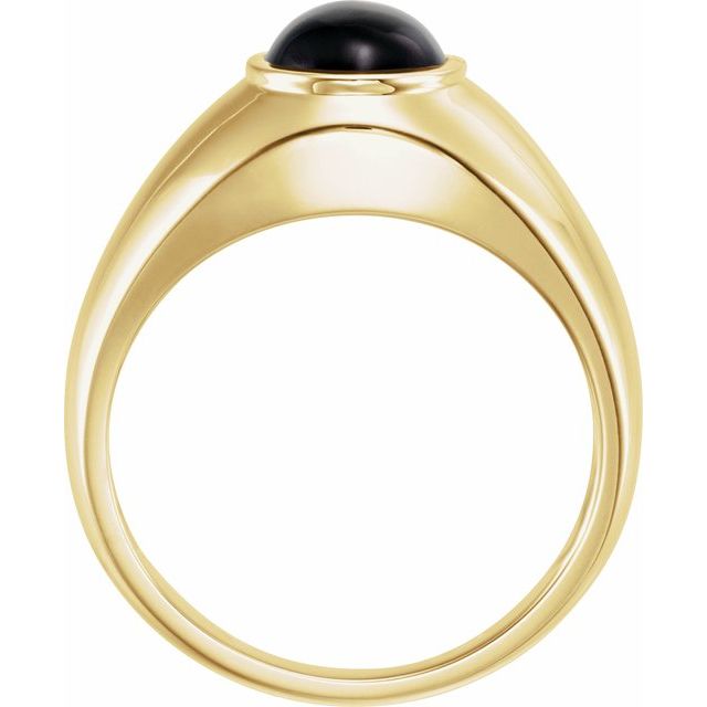 14K White Or Yellow Gold Oval 10 X 8 Mm Polished Natural Onyx Bezel-Set Ring, Size 10