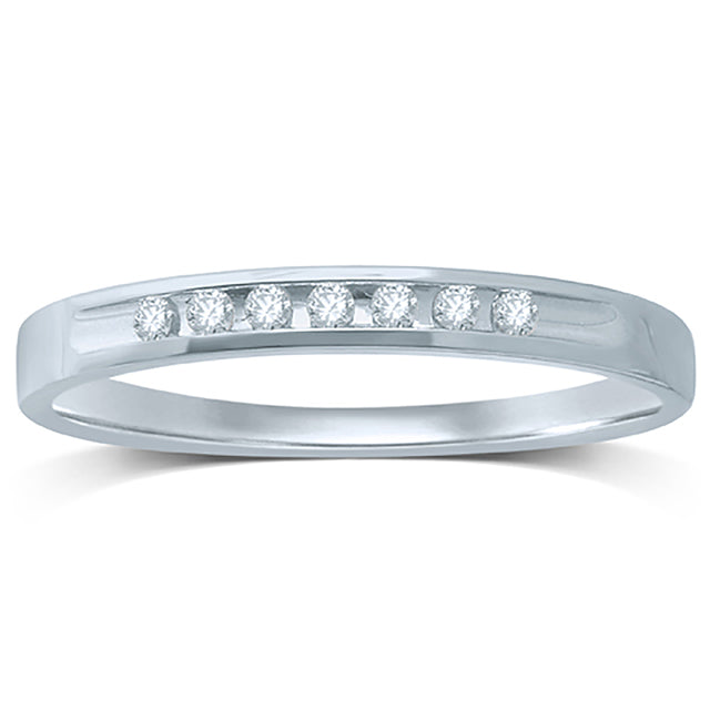 14K White Gold 0.08-0.10 Cttw Diamond Mens Band