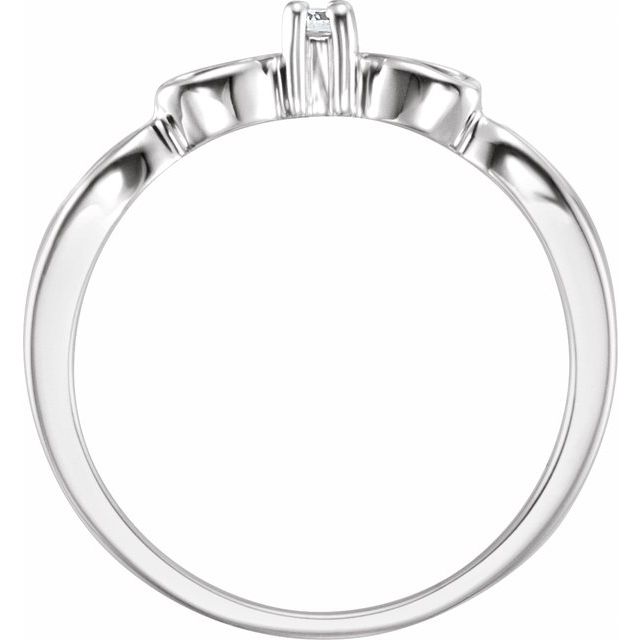 14K White Gold Round 2 Mm Polished .03 Ct Natural Diamond Heart Ring, Size 6