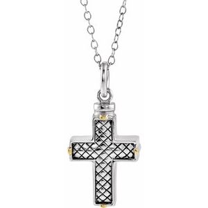 Sterling Silver Without Box Polished Woven Cross Ash Holder Necklace