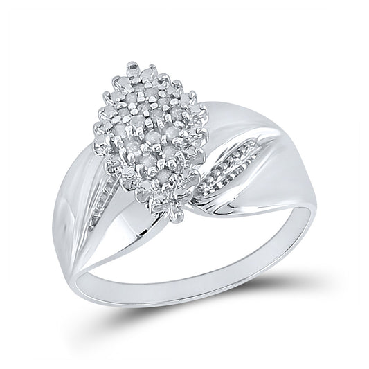 Sterling Silver Womens Round Diamond Cluster Ring 1/8 Cttw, Womens Size: 5-10
