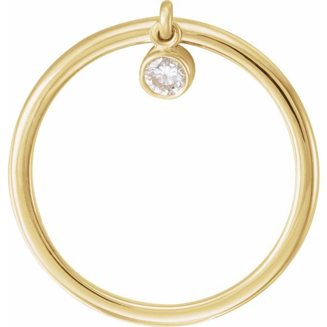 14K Yellow Gold Round 3 Mm Polished 1/10 Ct Natural Diamond Fringe V Ring, Size 7