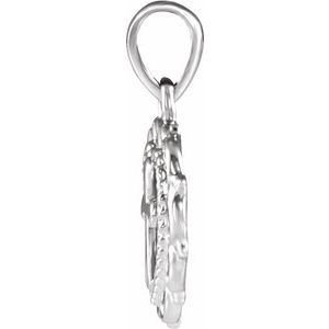 14K White Gold 15.5 X 11.7 Mm Polished Heart With Cross Youth Pendant