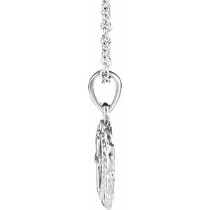 Sterling Silver 15.5 X 11.7 Mm 16-18 In Polished Heart With Cross Youth Necklace