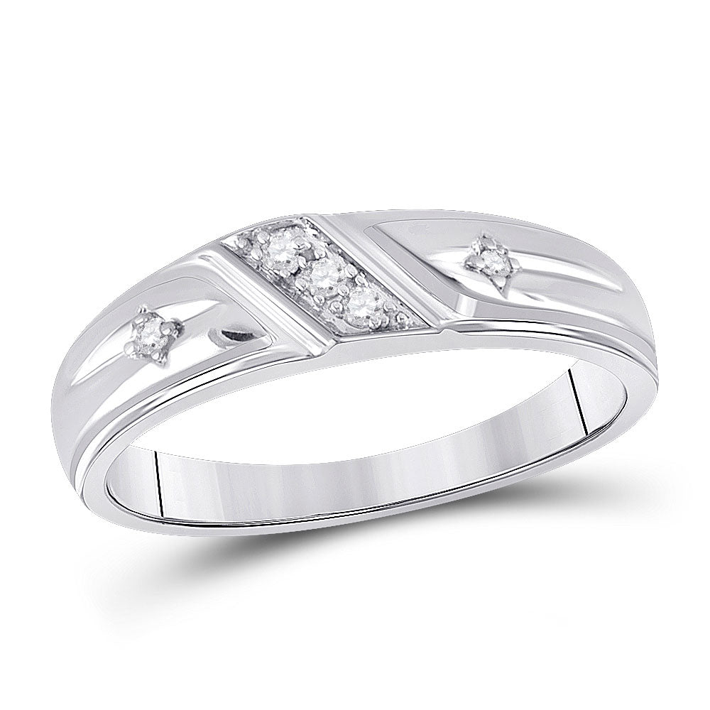Sterling Silver His Hers Round Diamond Cross Matching Wedding Set 1/5 Cttw, Womens Size: 5-10, Mens Size: 7-13
