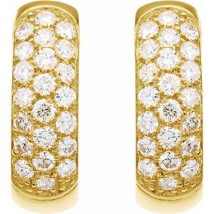 14K Yellow Gold Pair Round Shape 1.7Mm Si2-Si3, Ghi 7/8 Ctw Lab-Grown Diamond Hoop Earrings, Length: 17.3 Mm, Thickness: 5.5 Mm