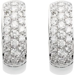 14K White Gold Pair Round Shape 1.7Mm Si2-Si3, Ghi 7/8 Ctw Lab-Grown Diamond Hoop Earrings, Length: 17.3 Mm, Thickness: 5.5 Mm