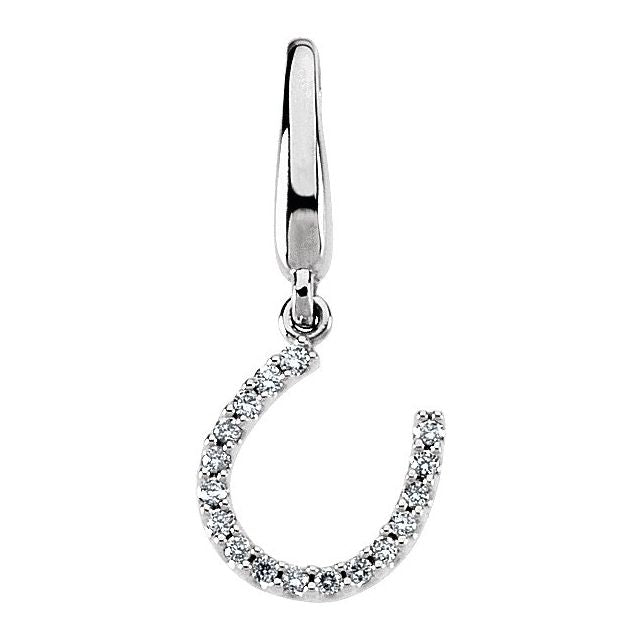14K White Gold Round 1Mm I1, G-H 20.4 X 8.5 Mm Polished .07 Ctw Natural Diamond Horseshoe Charm/Pendant