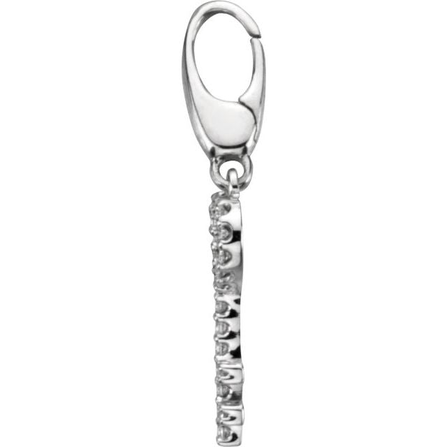 14K White Gold Round 1Mm I1, G-H 25.5 X 6.2 Mm Polished 1/10 Ctw Natural Diamond Key Charm/Pendant