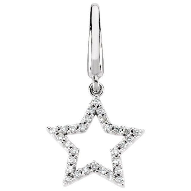 14K White Gold Round 1Mm I1, G-H Polished 1/8 Ctw Natural Diamond Star Charm/Pendant