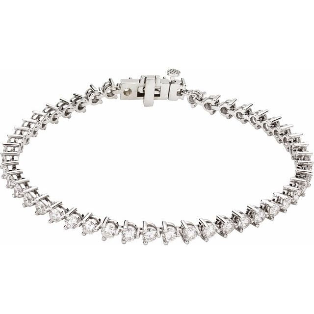 14K White Or Rose Gold Round 3Mm Vs, F+ 7 1/4 In Polished 4 3/4 Ctw Lab-Grown Diamond Bracelet