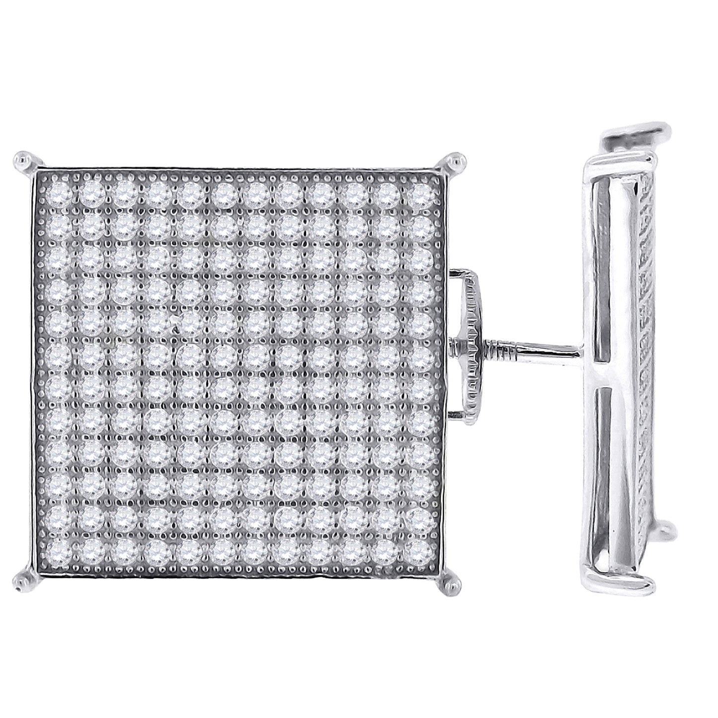 Sterling Silver Or Yellow-Tone Mens Cubic Zirconia Square Stud Earrings