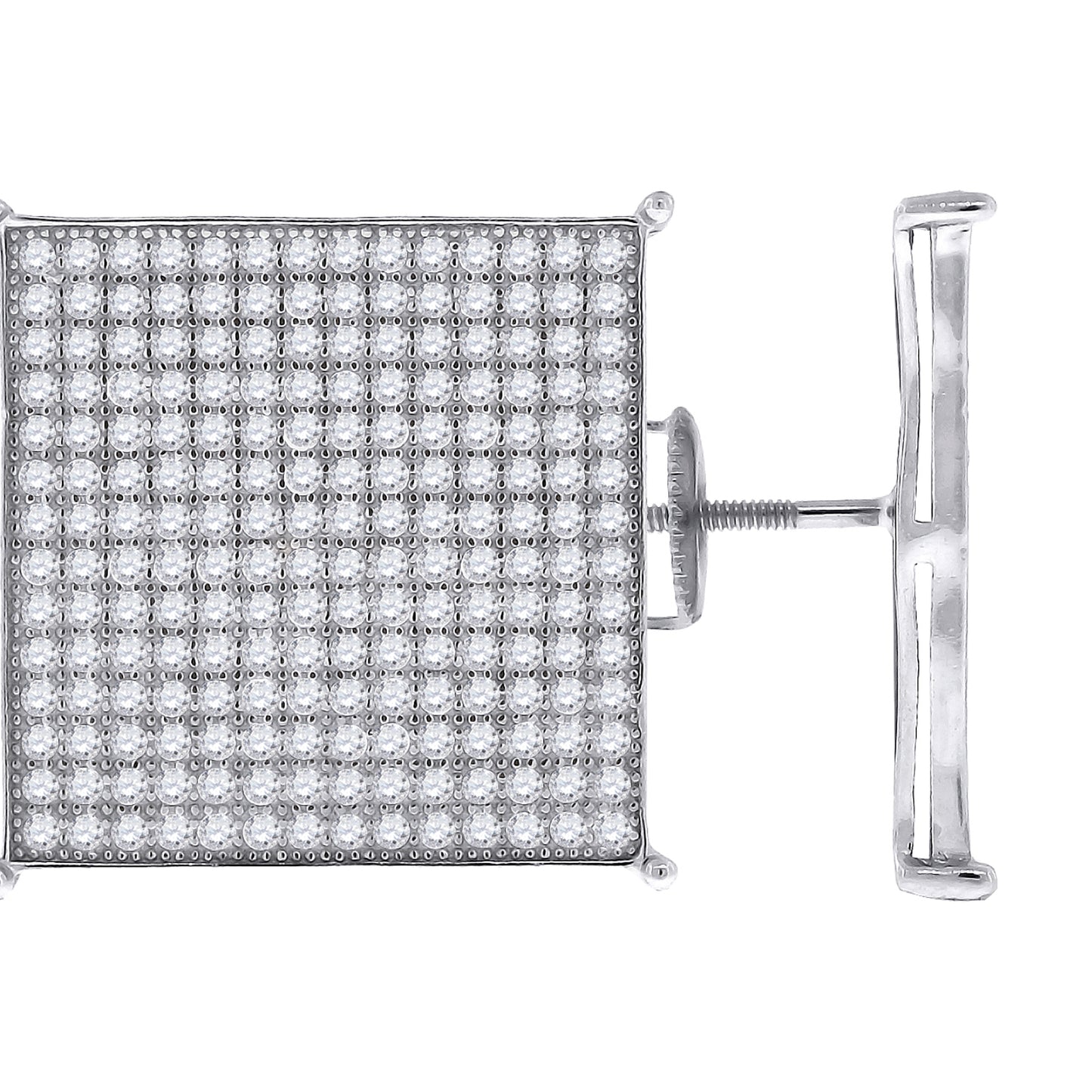 Sterling Silver Or Yellow-Tone Womens Cubic Zirconia Square Stud Earrings