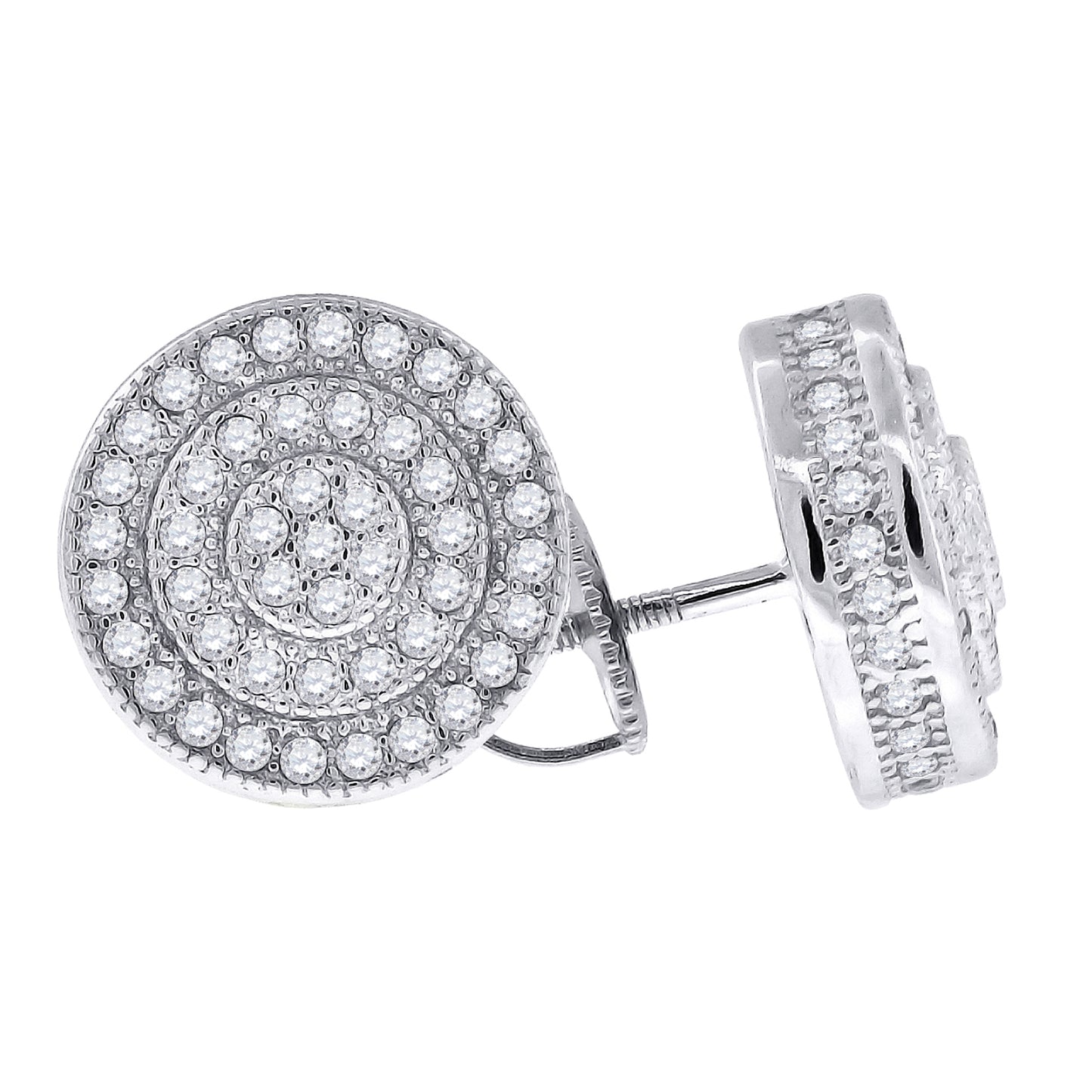 Sterling Silver Or Yellow-Tone Womens Cubic Zirconia Round Stud Earrings