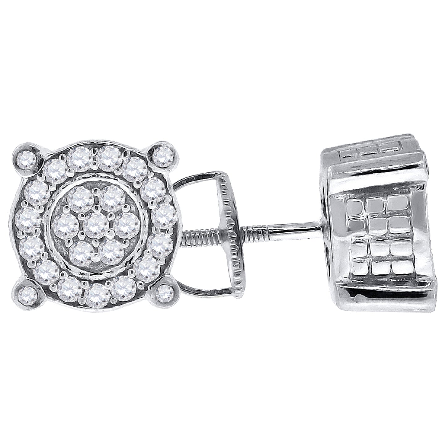 Sterling Silver Or Yellow-Tone Womens Cubic Zirconia Round Stud Earrings