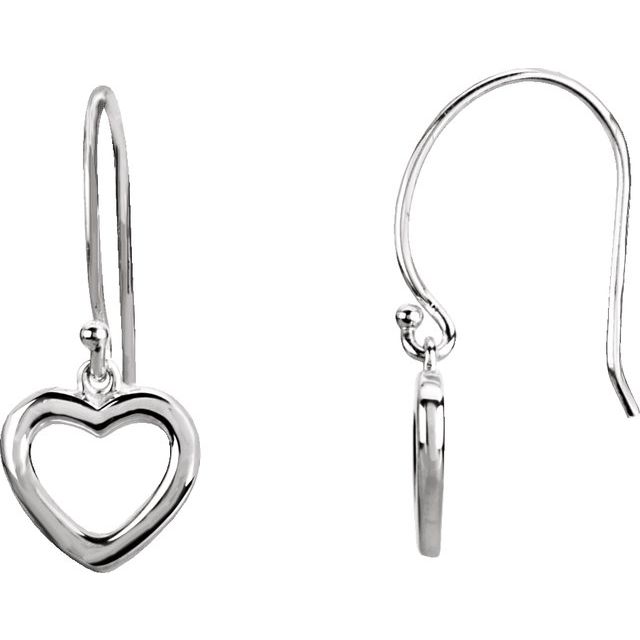14K White Gold Pair Backless Polished Heart Earrings