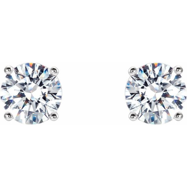 14K Yellow Or White Gold Round Si1-Si2, G-H Friction Polished Lab-Grown Diamond 4-Prong Stud Earrings