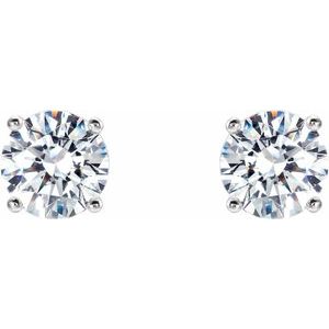 14K White Gold Round 6.3Mm Vs, F+ 2 Ctw Lab-Grown Diamond 4-Prong Stud Friction Back Earrings