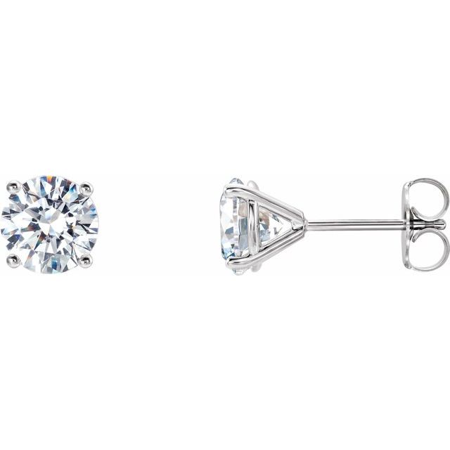 14K Yellow Or White Gold Round Si1-Si2, G-H Friction Polished Lab-Grown Diamond 4-Prong Stud Earrings