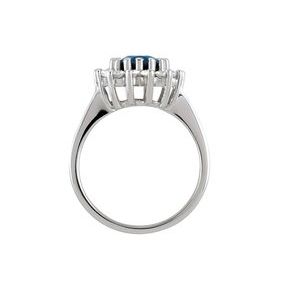 14K White Gold Natural Blue Sapphire & 1/2 CTW Natural Diamond Halo-Style Ring Size 7