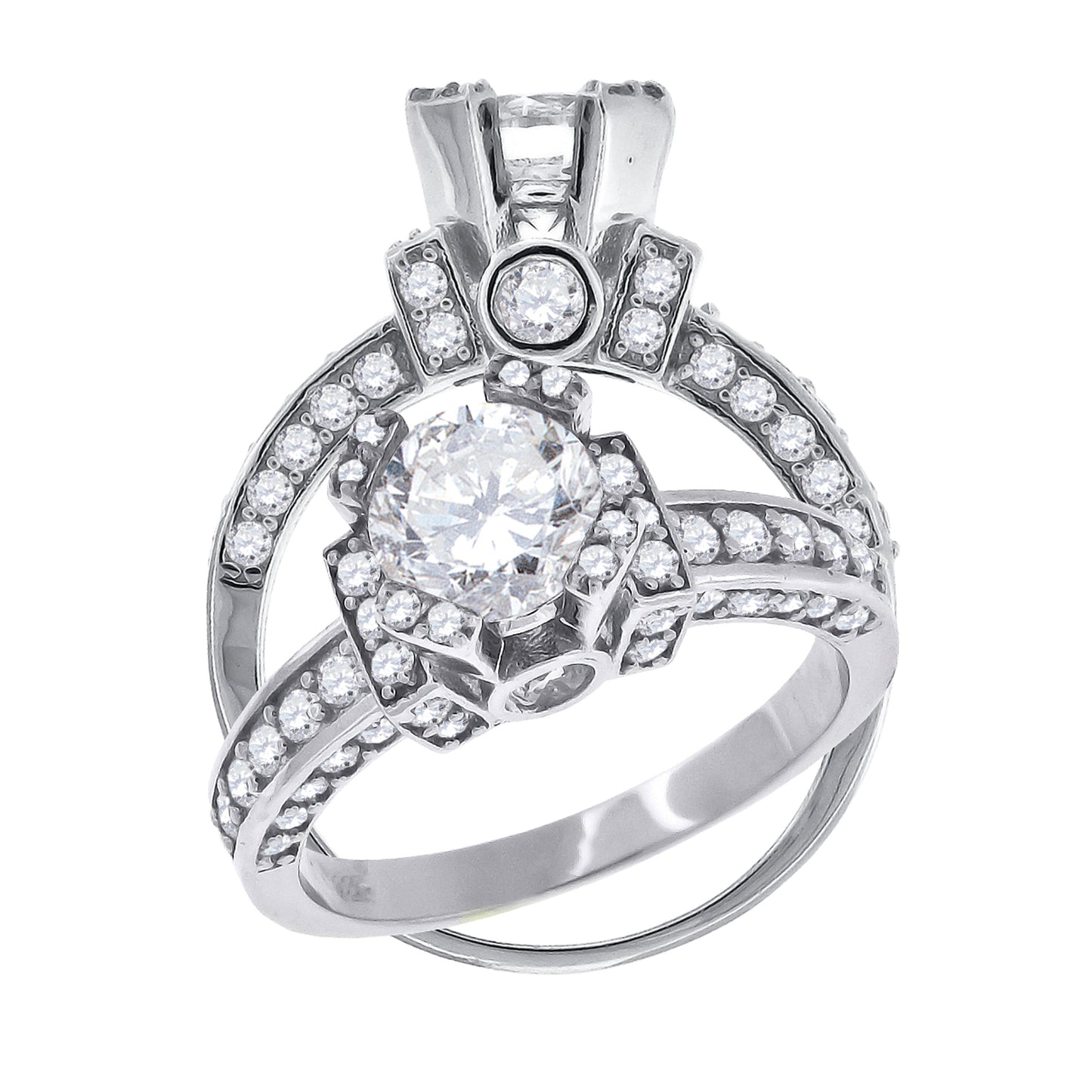 Sterling Silver Women's Cubic Zirconia Bridal Anniversary Engagement Wedding Ring
