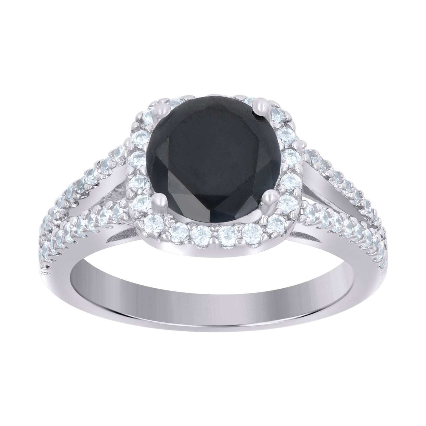 Sterling Silver Womens Cubic Zirconia Sizes 6 To 9 Black Color Center Stone Bridal Anniversary Engagement WeddingBand Ring
