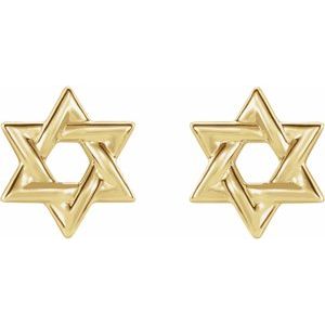 18K Yellow Gold Each Friction Back Star Of David Earring